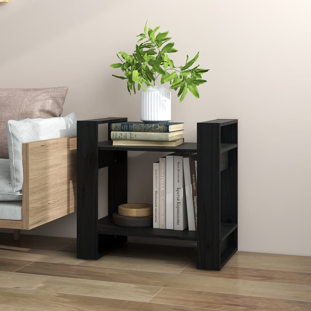 Kirjahylly/tilanjakaja musta 60x35x57 cm täysi mänty - Sisustajankoti.fi