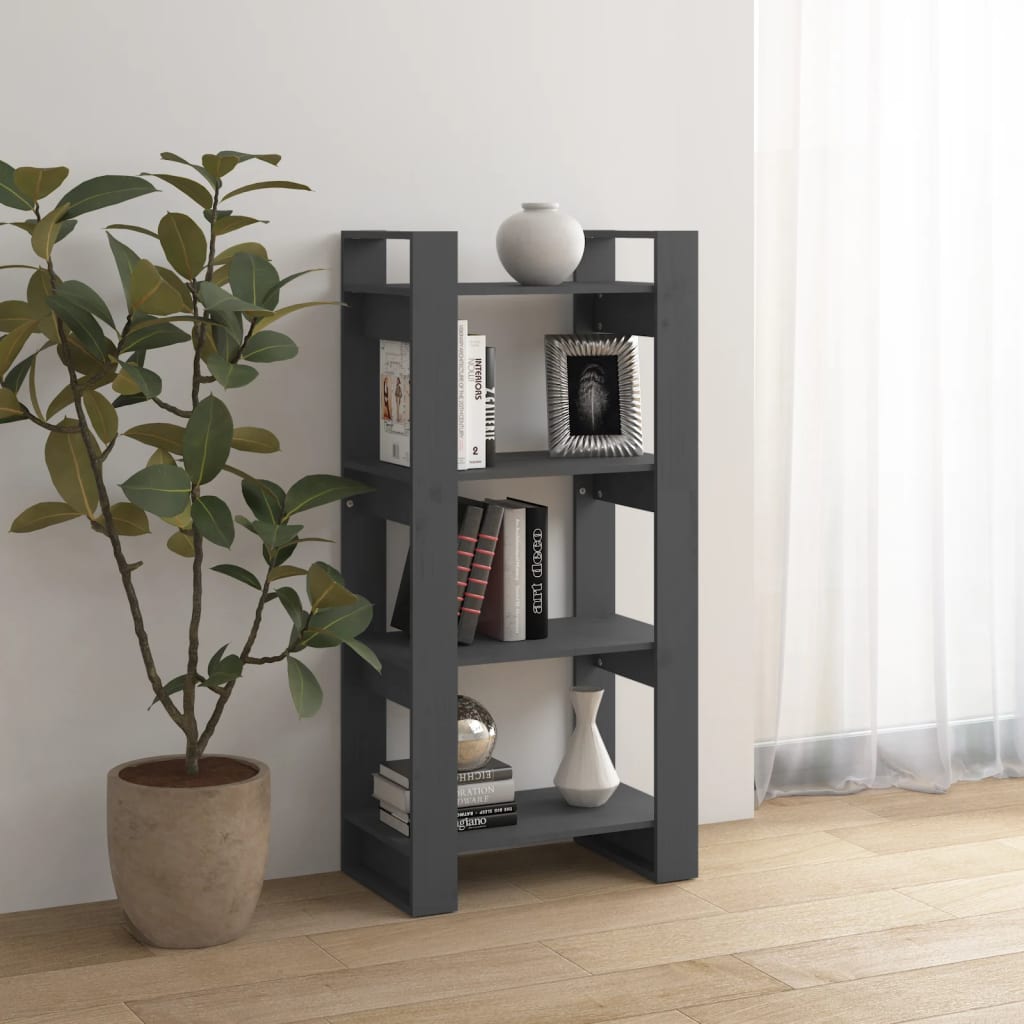 Kirjahylly/tilanjakaja harmaa 60x35x125 cm täysi mänty - Sisustajankoti.fi