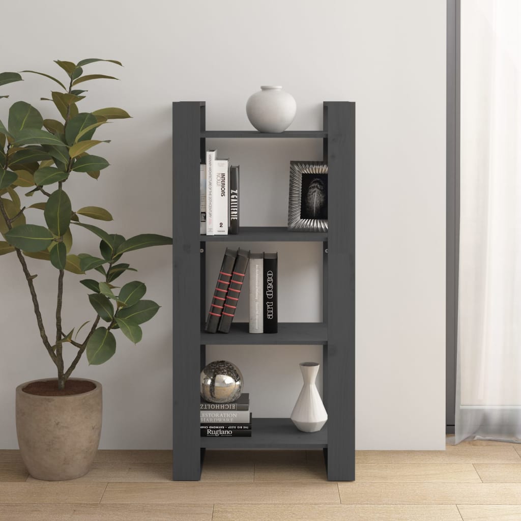 Kirjahylly/tilanjakaja harmaa 60x35x125 cm täysi mänty - Sisustajankoti.fi