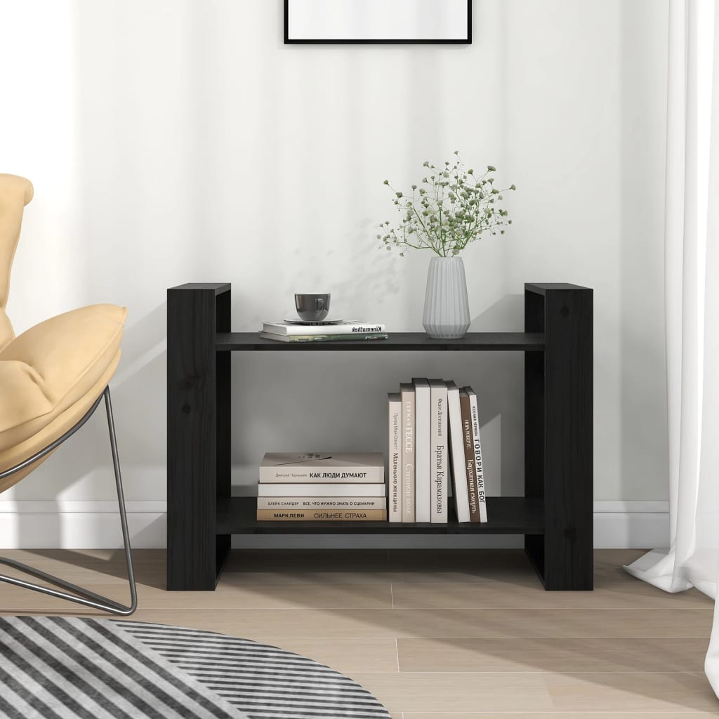 Kirjahylly/tilanjakaja musta 80x35x56,5 cm täysi mänty - Sisustajankoti.fi