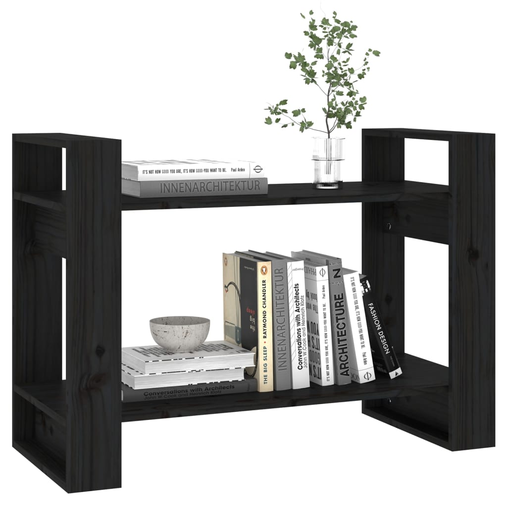 Kirjahylly/tilanjakaja musta 80x35x56,5 cm täysi mänty - Sisustajankoti.fi