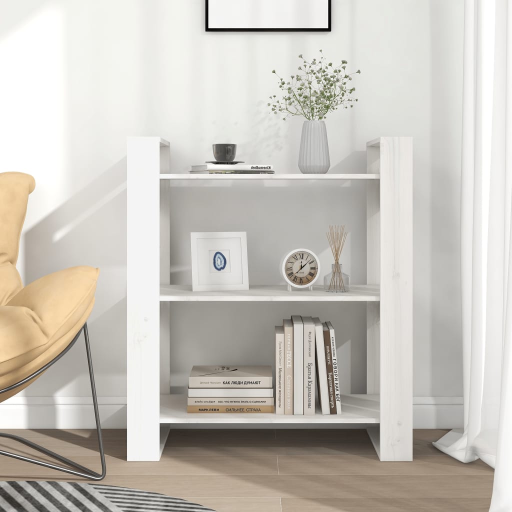 Kirjahylly/tilanjakaja valkoinen 80x35x91 cm täysi mänty - Sisustajankoti.fi