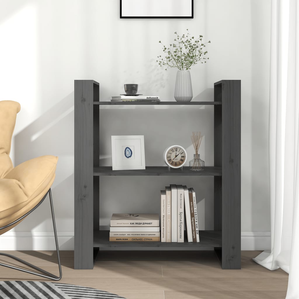 Kirjahylly/tilanjakaja harmaa 80x35x91 cm täysi mänty - Sisustajankoti.fi