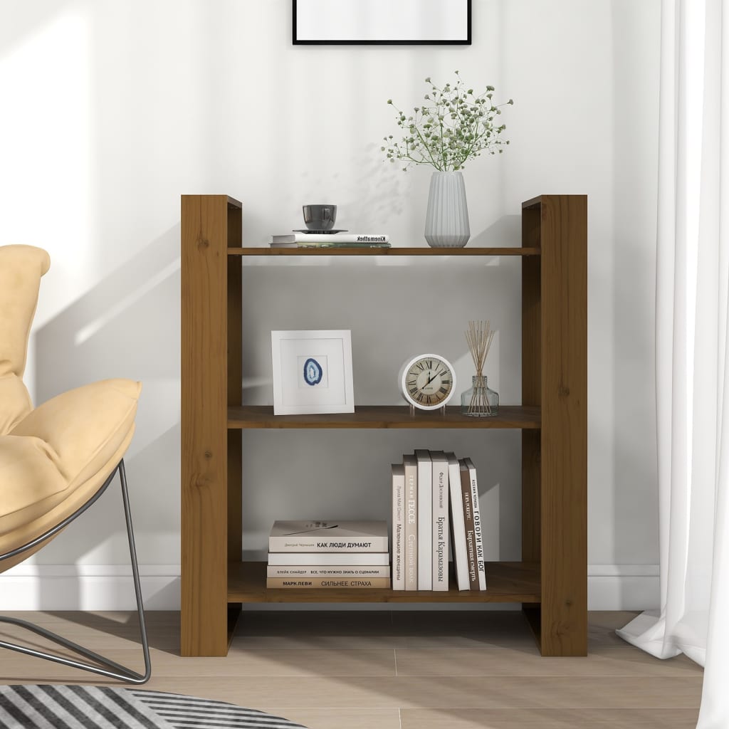 Kirjahylly/tilanjakaja hunajanruskea 80x35x91 cm täysi mänty - Sisustajankoti.fi