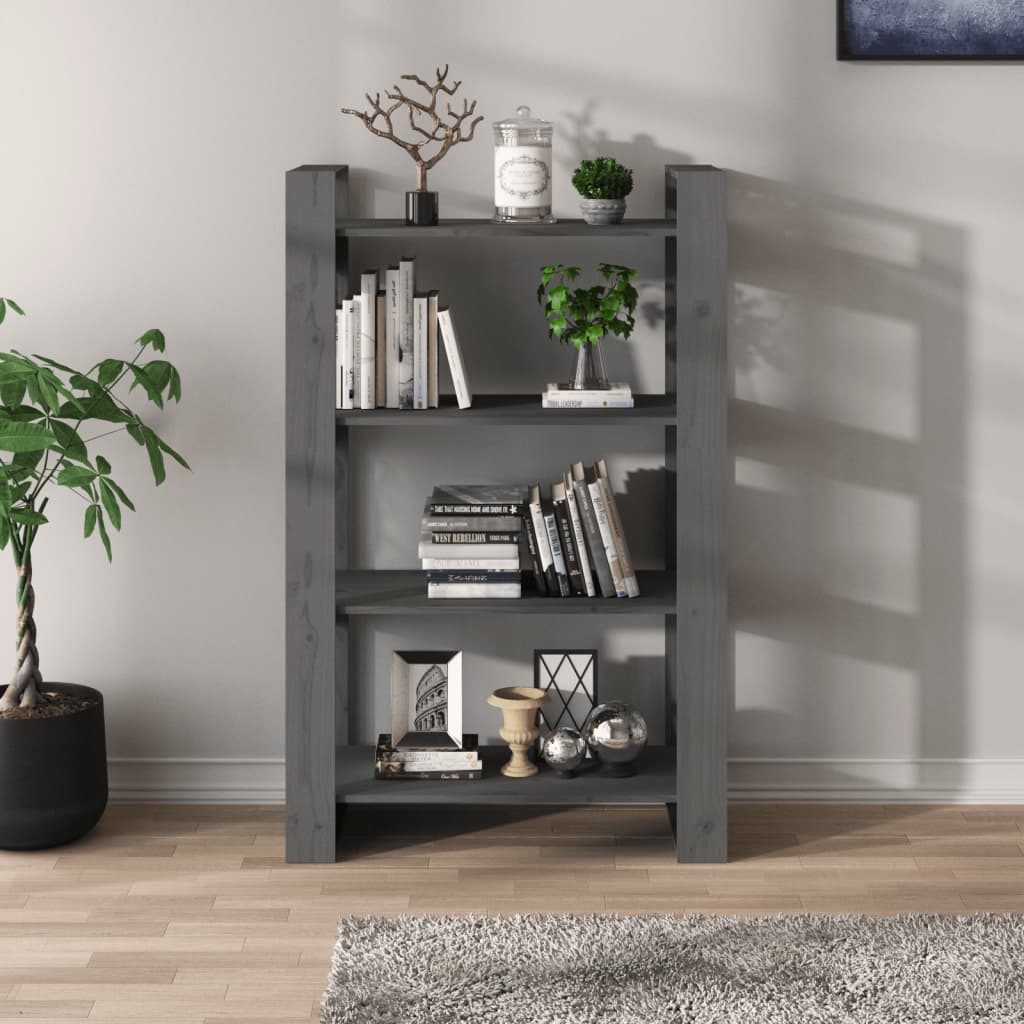 Kirjahylly/tilanjakaja harmaa 80x35x125 cm täysi mänty - Sisustajankoti.fi
