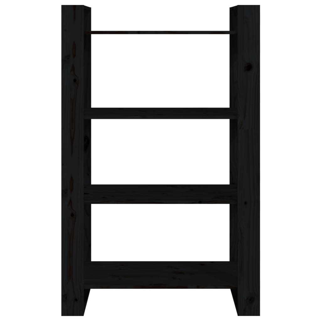 Kirjahylly/tilanjakaja musta 80x35x125 cm täysi mänty - Sisustajankoti.fi