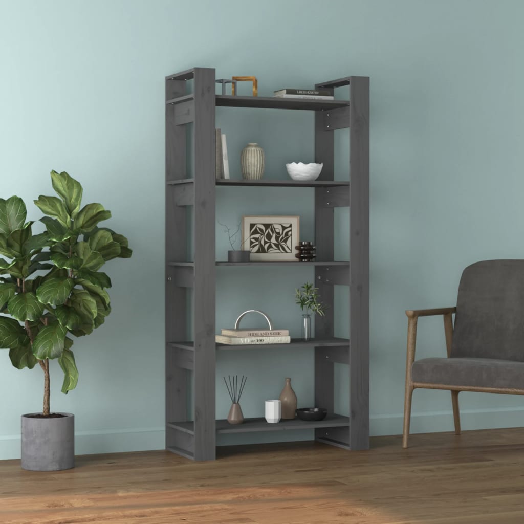 Kirjahylly/tilanjakaja harmaa 80x35x160 cm täysi mänty - Sisustajankoti.fi
