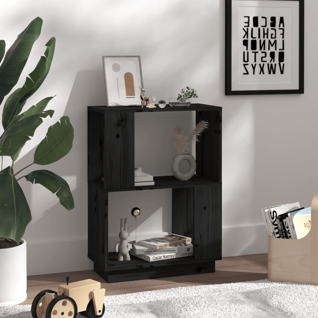 Kirjahylly/tilanjakaja musta 51x25x70 cm täysi mänty - Sisustajankoti.fi