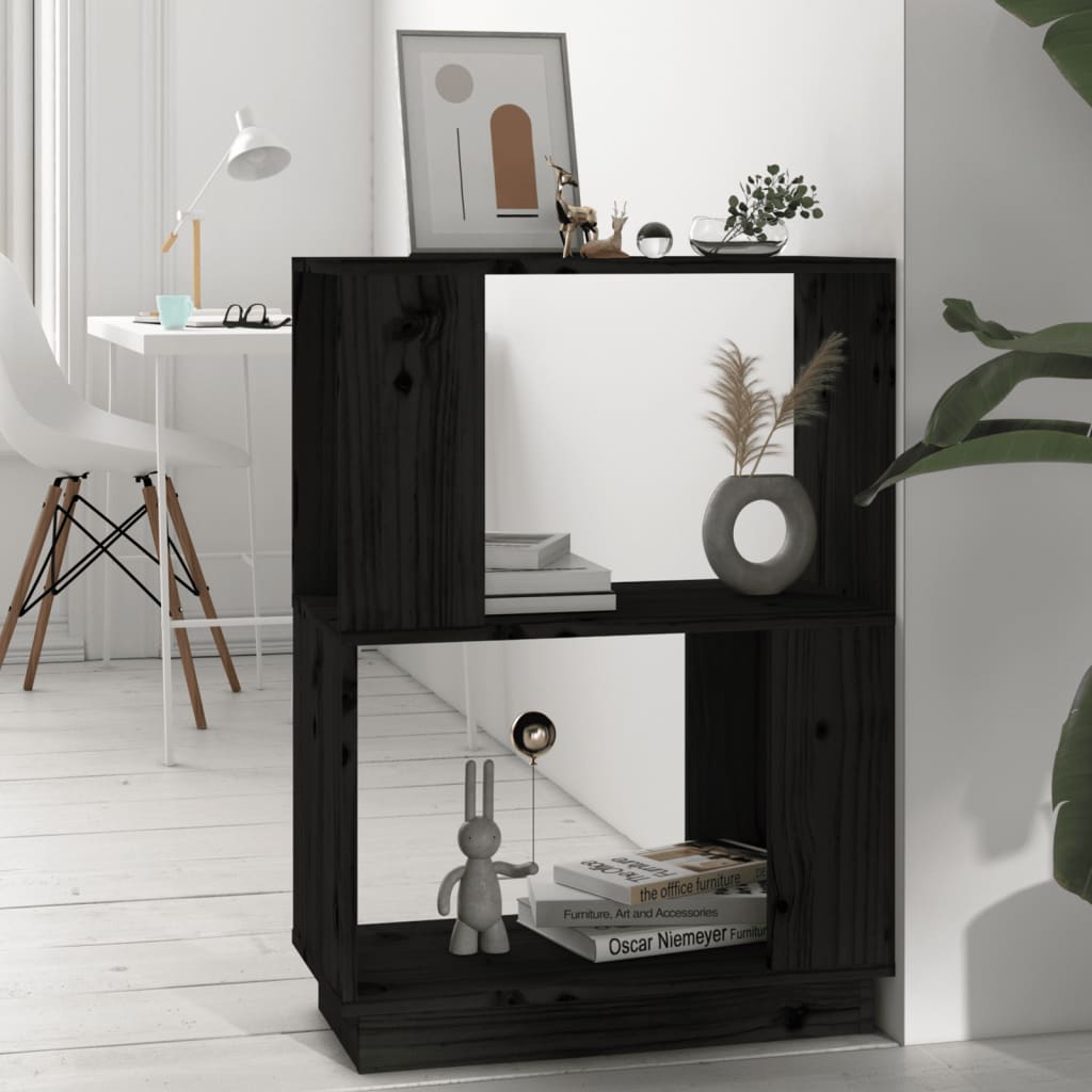 Kirjahylly/tilanjakaja musta 51x25x70 cm täysi mänty - Sisustajankoti.fi
