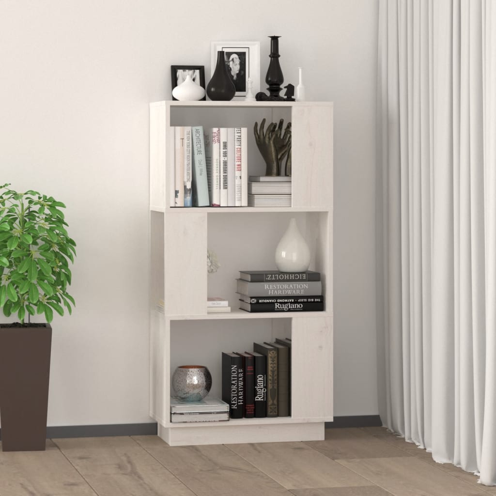 Kirjahylly/tilanjakaja valkoinen 51x25x101 cm täysi mänty - Sisustajankoti.fi