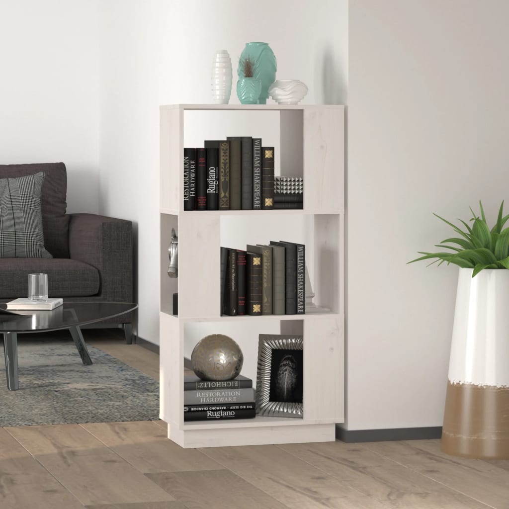 Kirjahylly/tilanjakaja valkoinen 51x25x101 cm täysi mänty - Sisustajankoti.fi