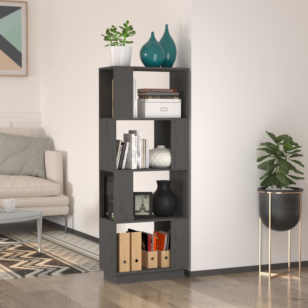 Kirjahylly/tilanjakaja harmaa 51x25x132 cm täysi mänty - Sisustajankoti.fi