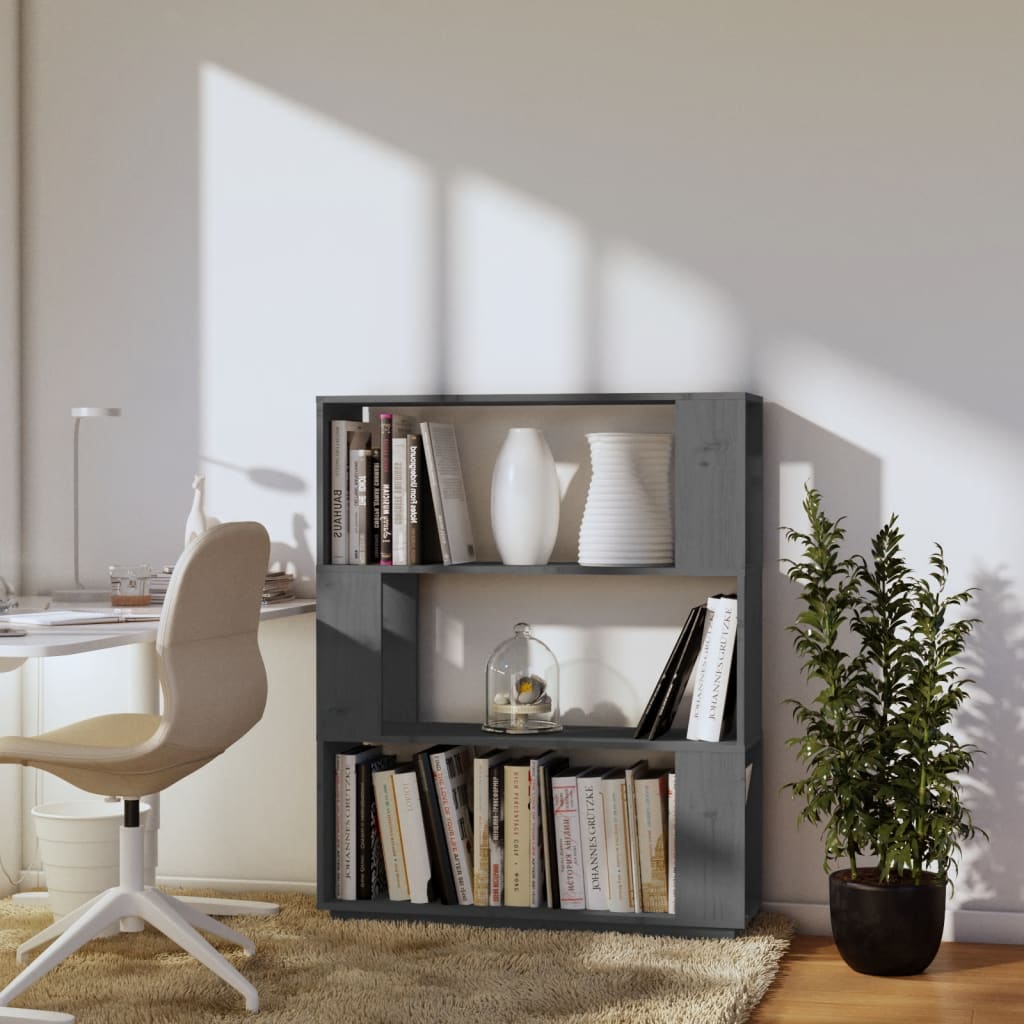 Kirjahylly/tilanjakaja harmaa 80x25x101 cm täysi mänty - Sisustajankoti.fi