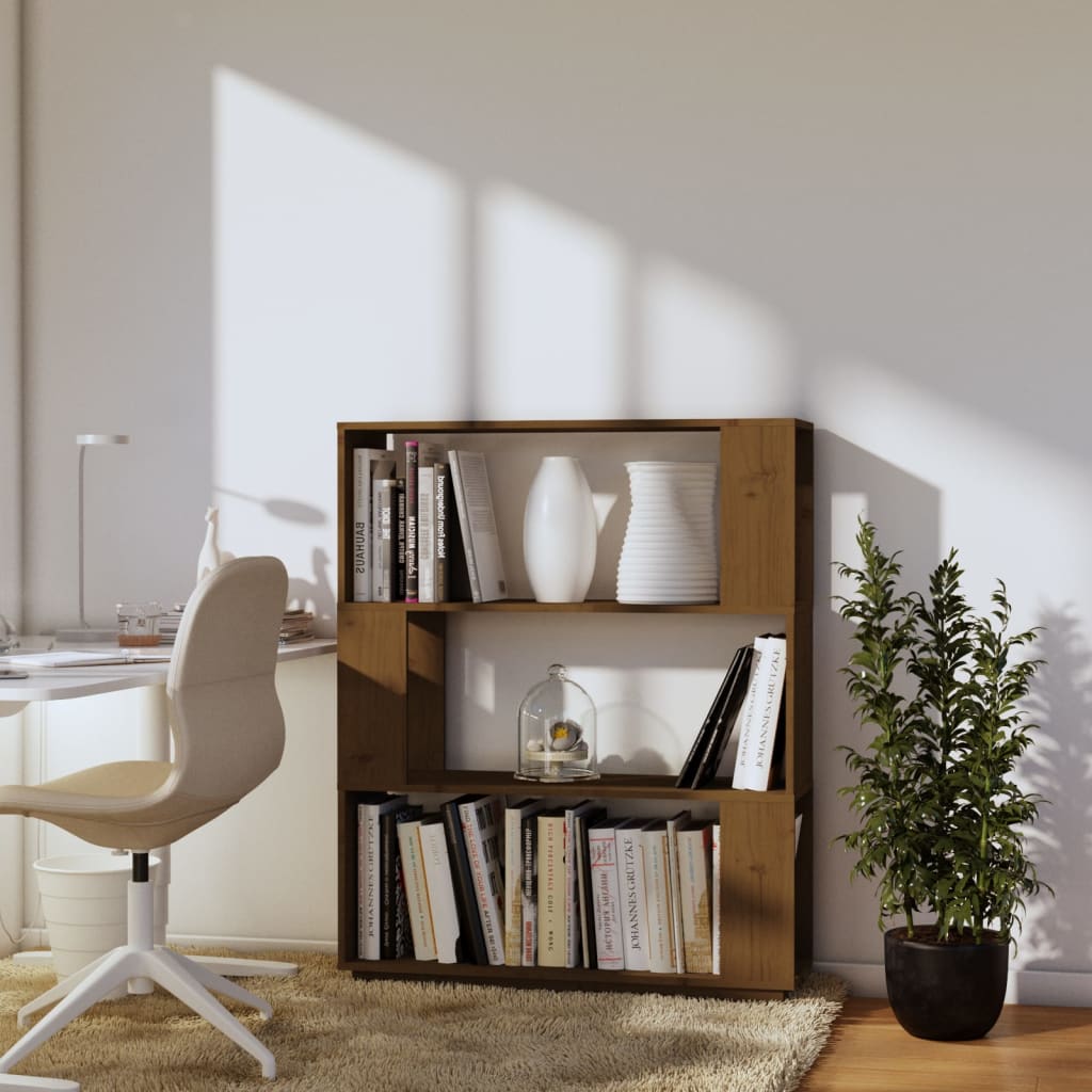 Kirjahylly/tilanjakaja hunajanruskea 80x25x101 cm täysi mänty - Sisustajankoti.fi