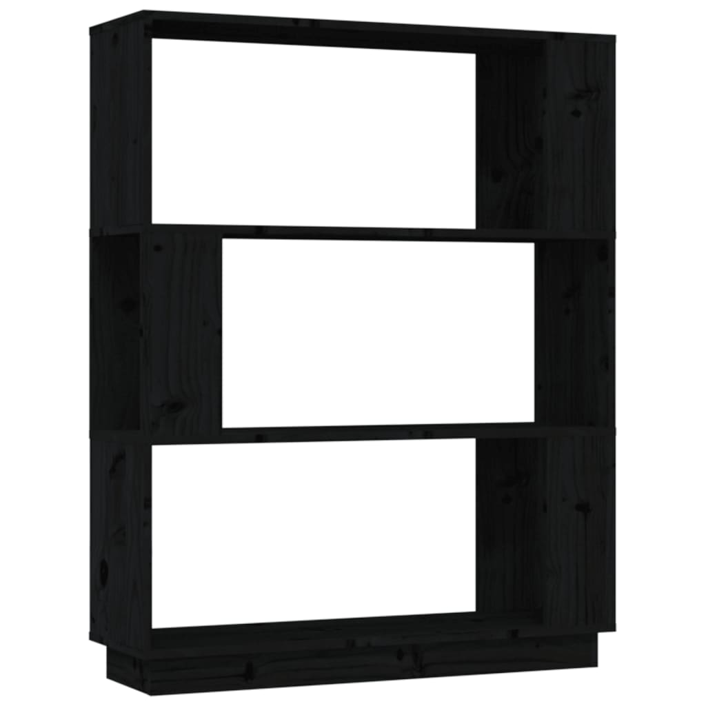 Kirjahylly/tilanjakaja musta 80x25x101 cm täysi mänty - Sisustajankoti.fi