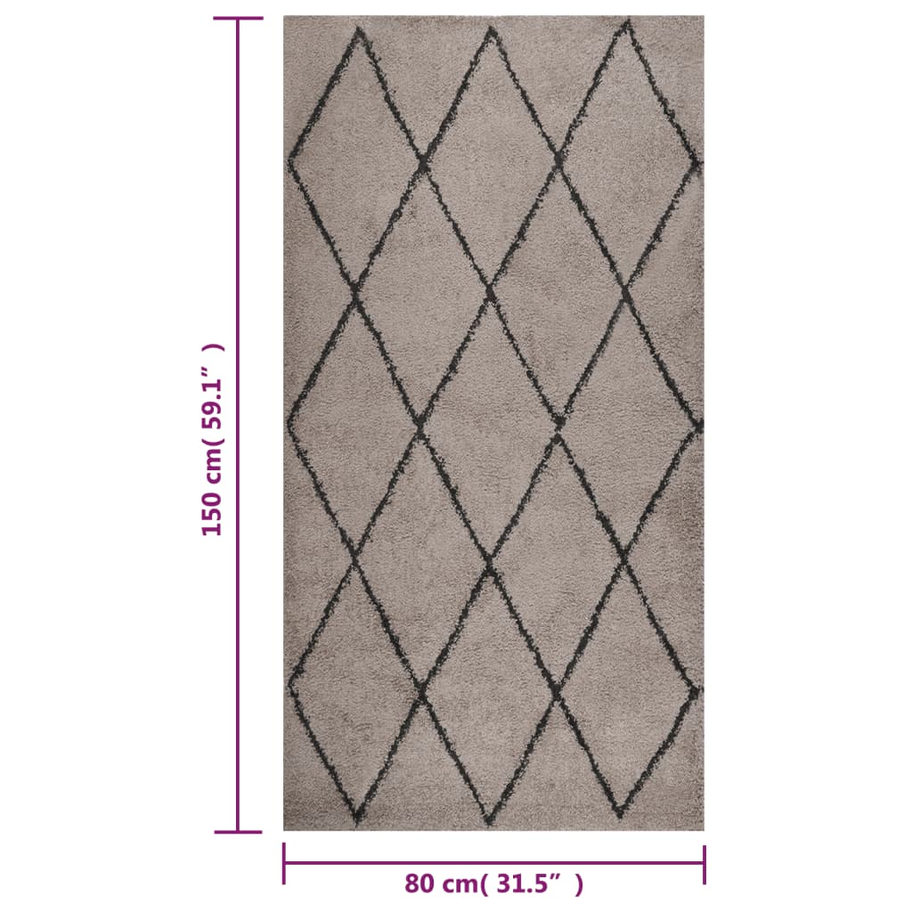 Pörrömatto korkeanukkainen beige ja antrasiitti 80x150 cm - Sisustajankoti.fi