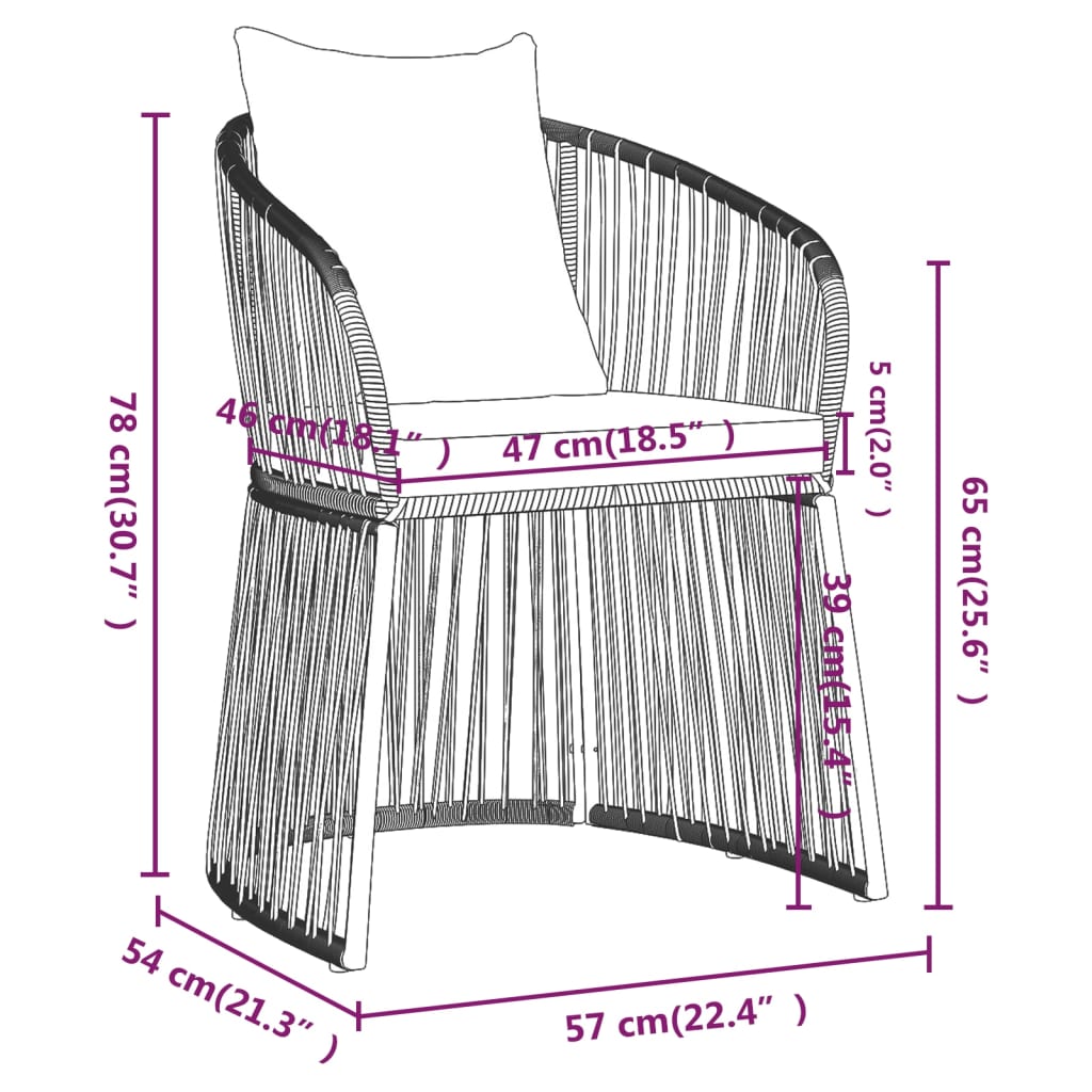 5-osainen Ulkoruokailuryhmä tyynyillä musta - Sisustajankoti.fi