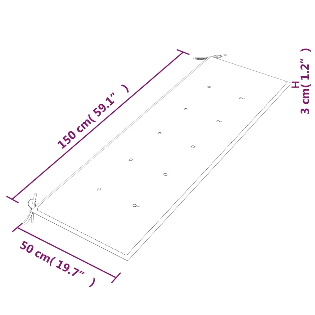 Batavia-penkki harmaa tyyny 150 cm täysi tiikki - Sisustajankoti.fi