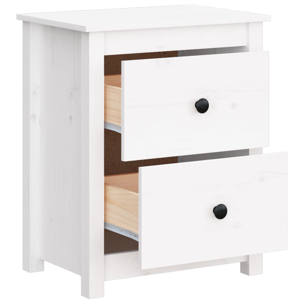 Yöpöydät 2 kpl valkoinen 50x35x61,5 cm täysi mänty - Sisustajankoti.fi