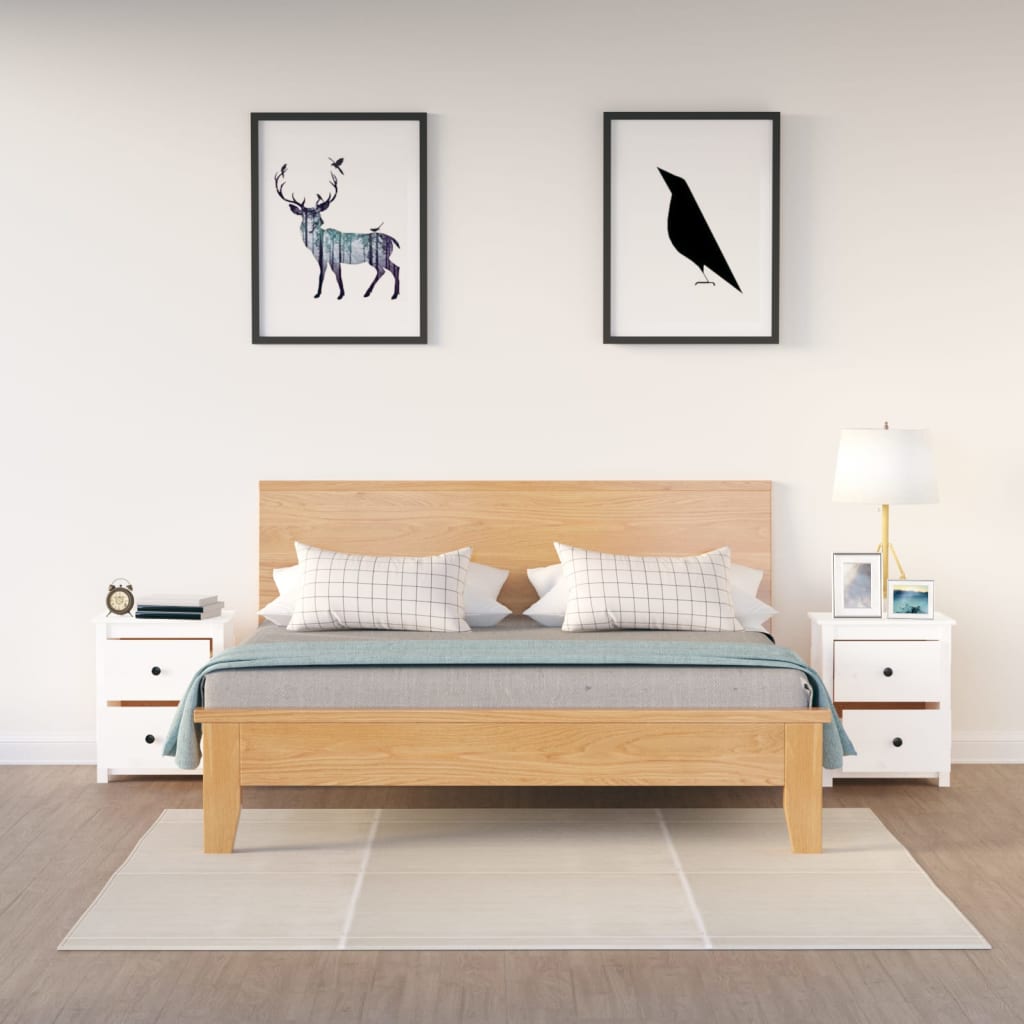 Yöpöydät 2 kpl valkoinen 50x35x61,5 cm täysi mänty - Sisustajankoti.fi