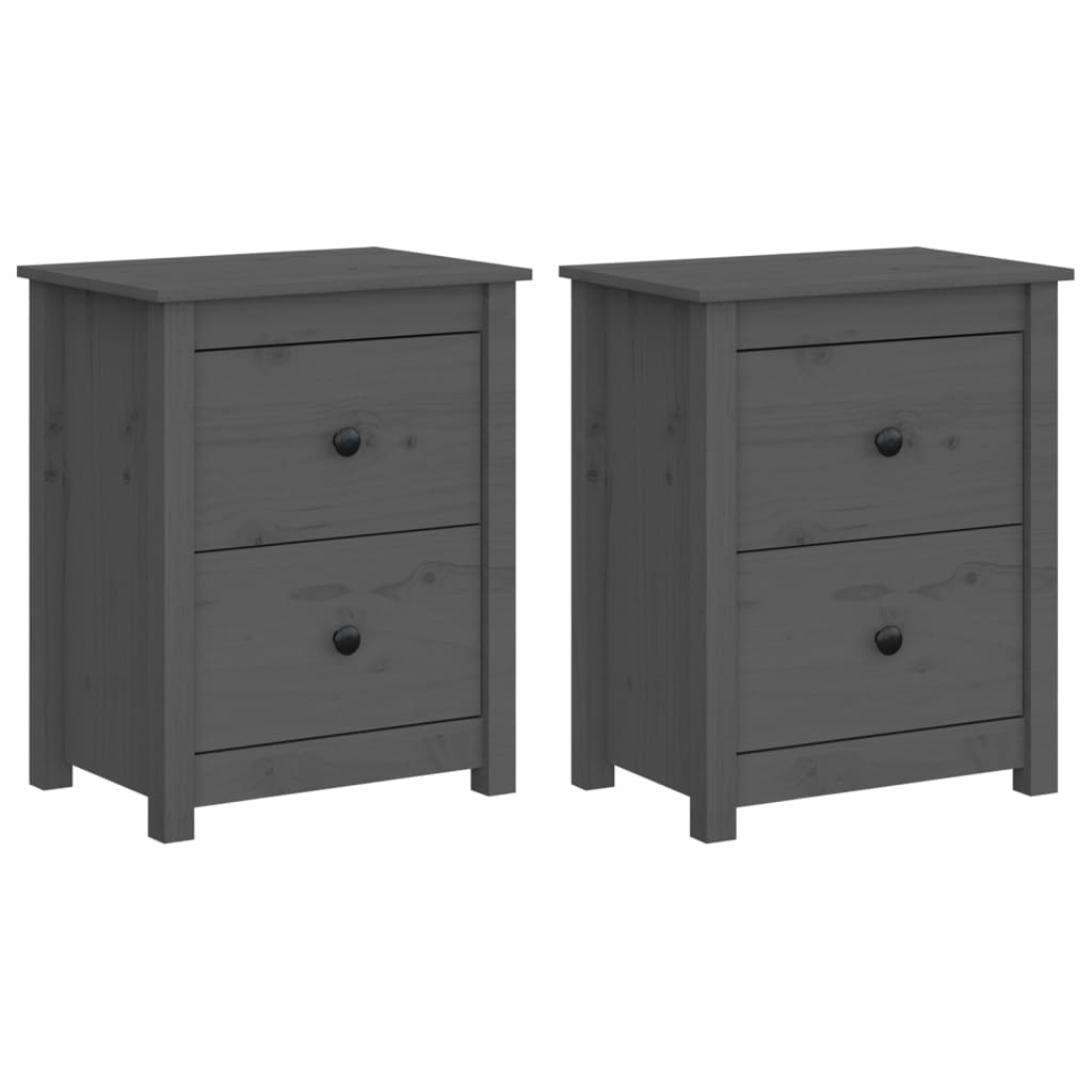 Yöpöydät 2 kpl harmaa 50x35x61,5 cm täysi mänty - Sisustajankoti.fi