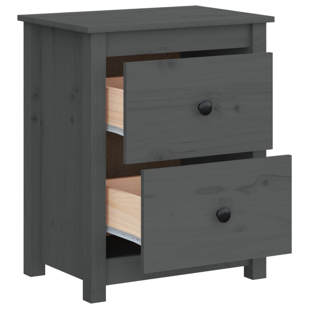 Yöpöydät 2 kpl harmaa 50x35x61,5 cm täysi mänty - Sisustajankoti.fi