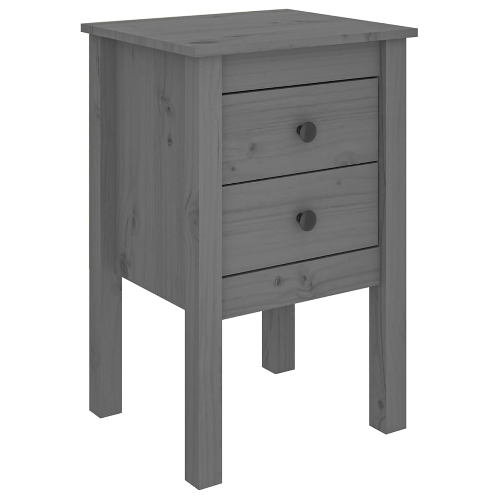 Yöpöydät 2 kpl harmaa 40x35x61,5 cm täysi mänty - Sisustajankoti.fi