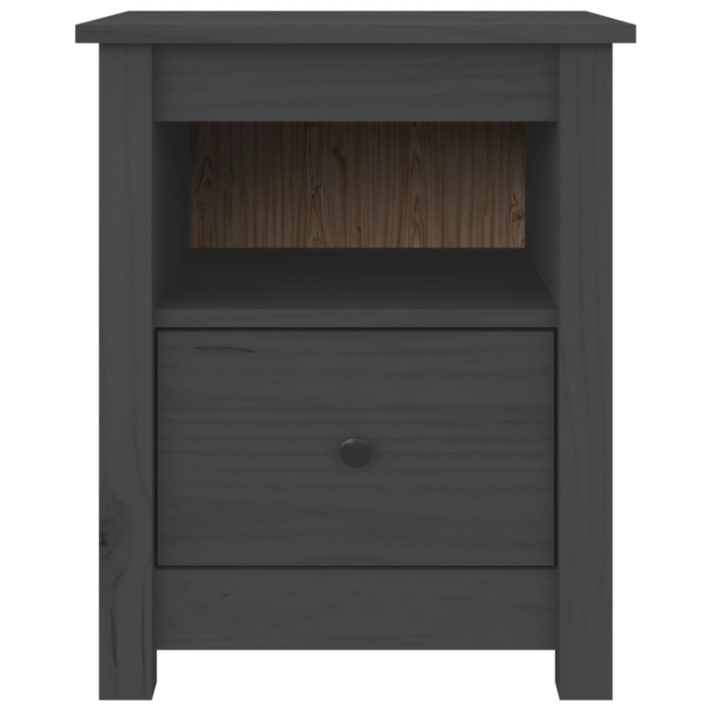 Yöpöydät 2 kpl harmaa 40x35x49 cm täysi mänty - Sisustajankoti.fi