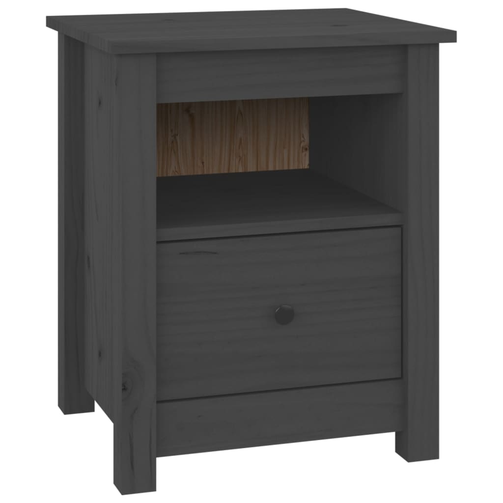 Yöpöydät 2 kpl harmaa 40x35x49 cm täysi mänty - Sisustajankoti.fi