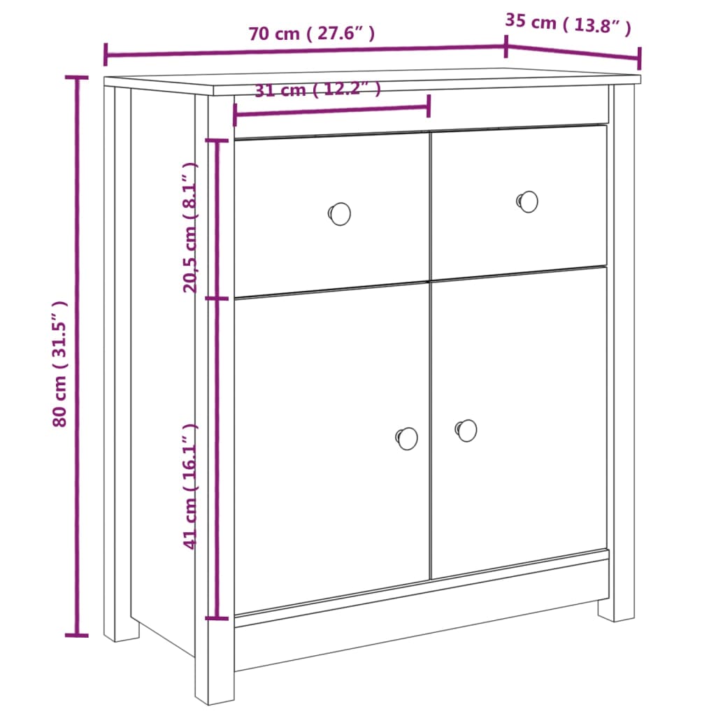 Senkki hunajanruskea 70x35x80 cm täysi mänty - Sisustajankoti.fi