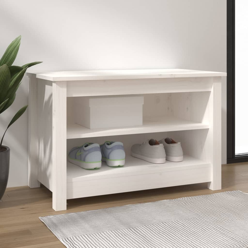 Kenkäpenkki valkoinen 70x38x45,5 cm täysi mänty - Sisustajankoti.fi
