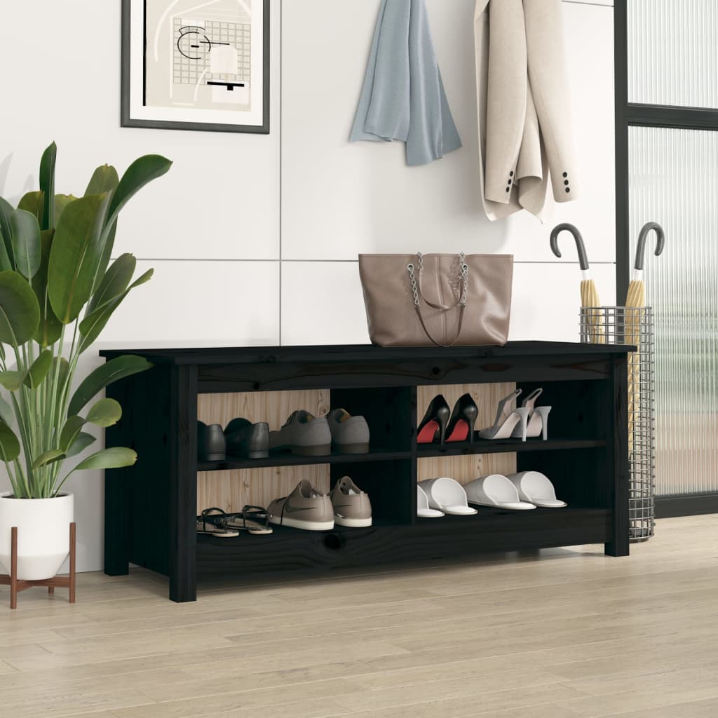 Kenkäpenkki musta 110x38x45,5 cm täysi mänty - Sisustajankoti.fi