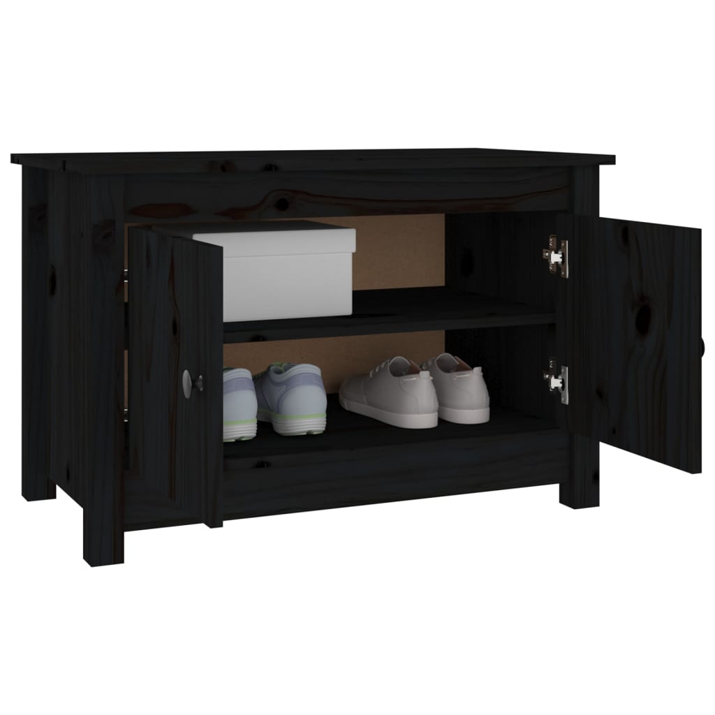 Kenkäkaappi musta 70x38x45,5 cm täysi mänty - Sisustajankoti.fi