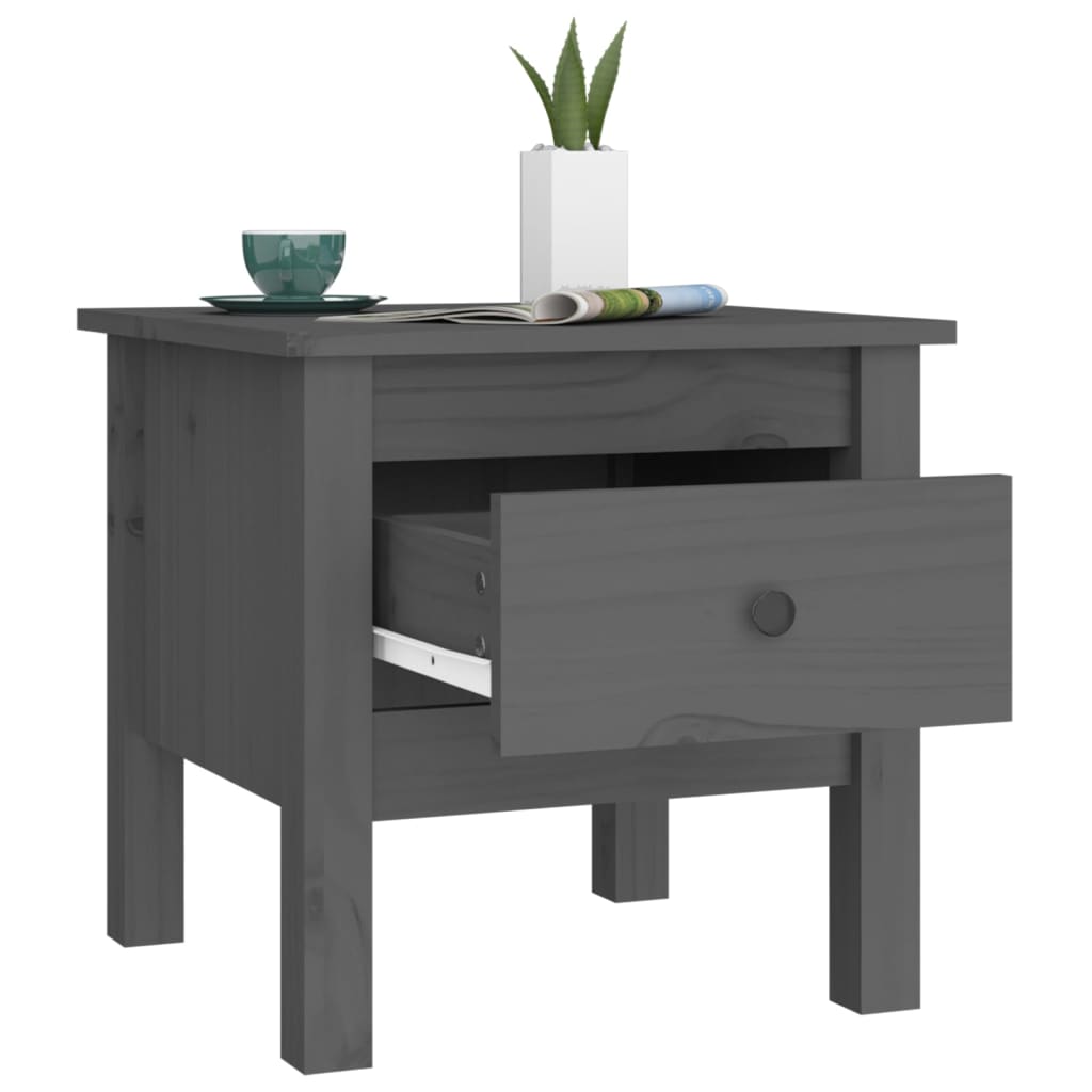Sivupöydät 2 kpl harmaa 40x40x39 cm täysi mänty - Sisustajankoti.fi