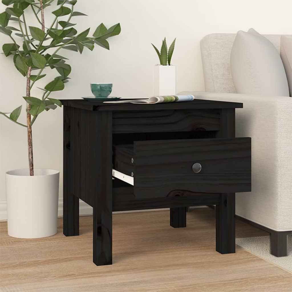 Sivupöydät 2 kpl musta 40x40x39 cm täysi mänty - Sisustajankoti.fi