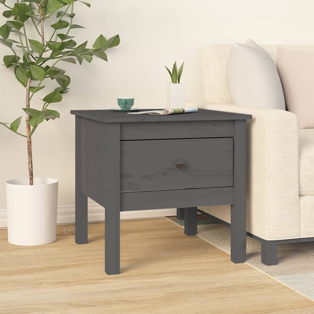 Sivupöydät 2 kpl harmaa 50x50x49 cm täysi mänty - Sisustajankoti.fi