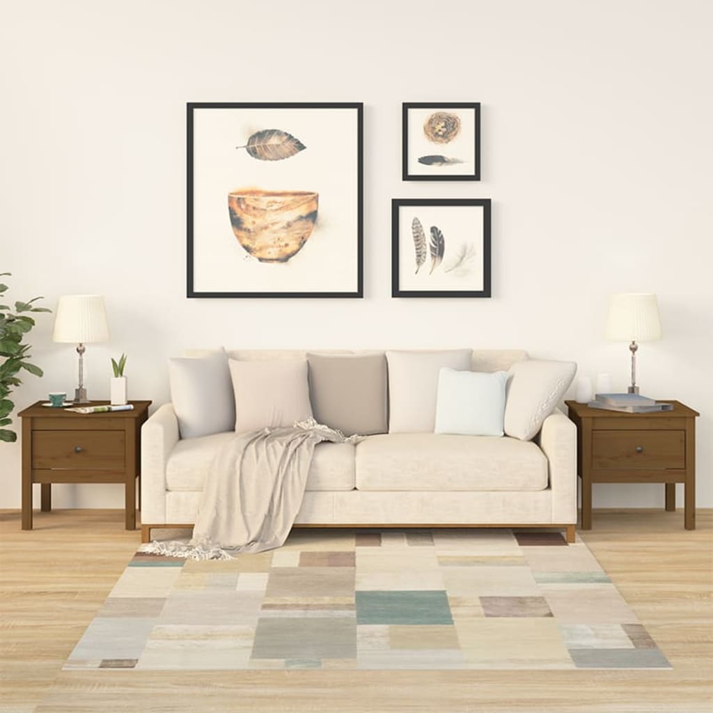 Sivupöydät 2 kpl hunajanruskea 50x50x49 cm täysi mänty - Sisustajankoti.fi