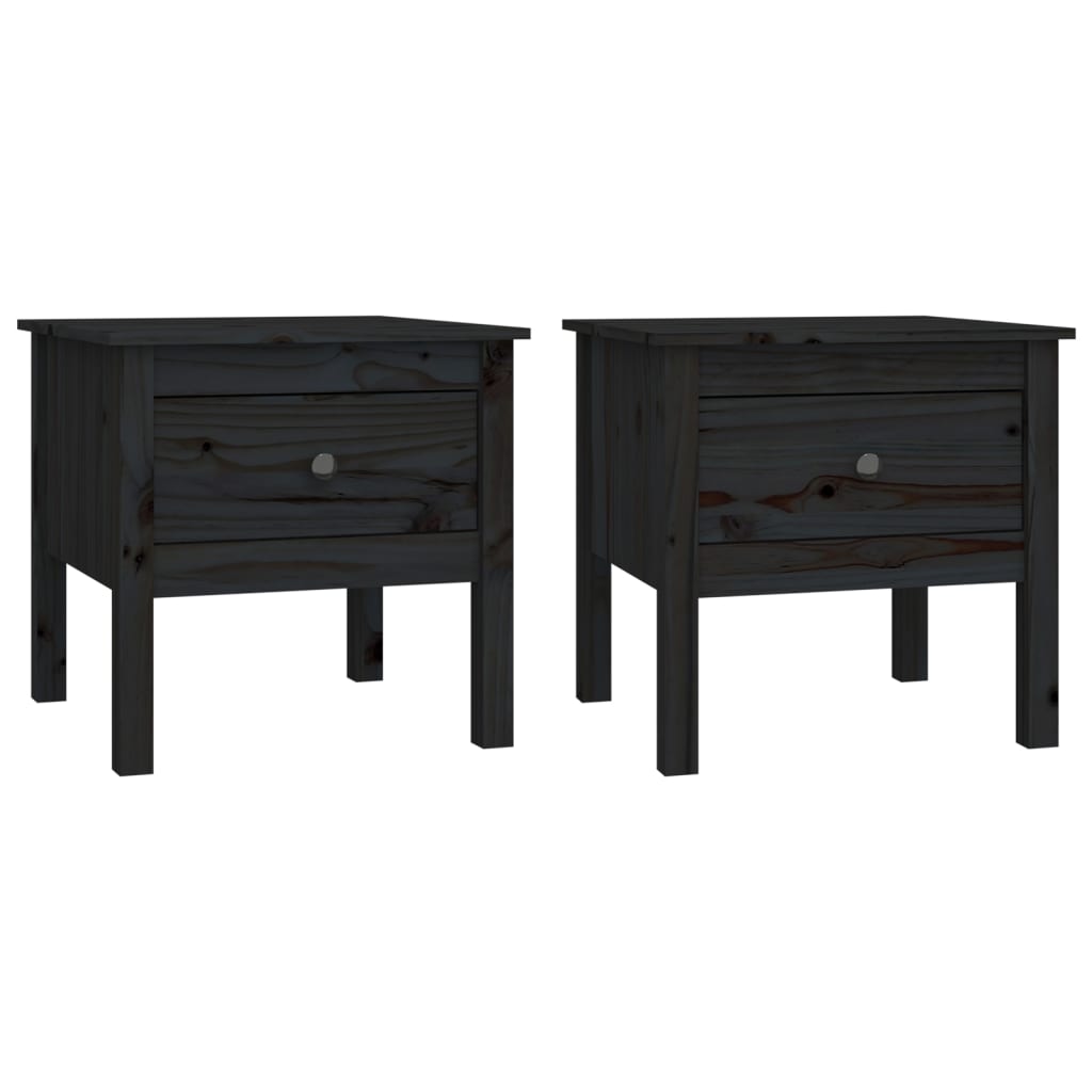 Sivupöydät 2 kpl musta 50x50x49 cm täysi mänty - Sisustajankoti.fi
