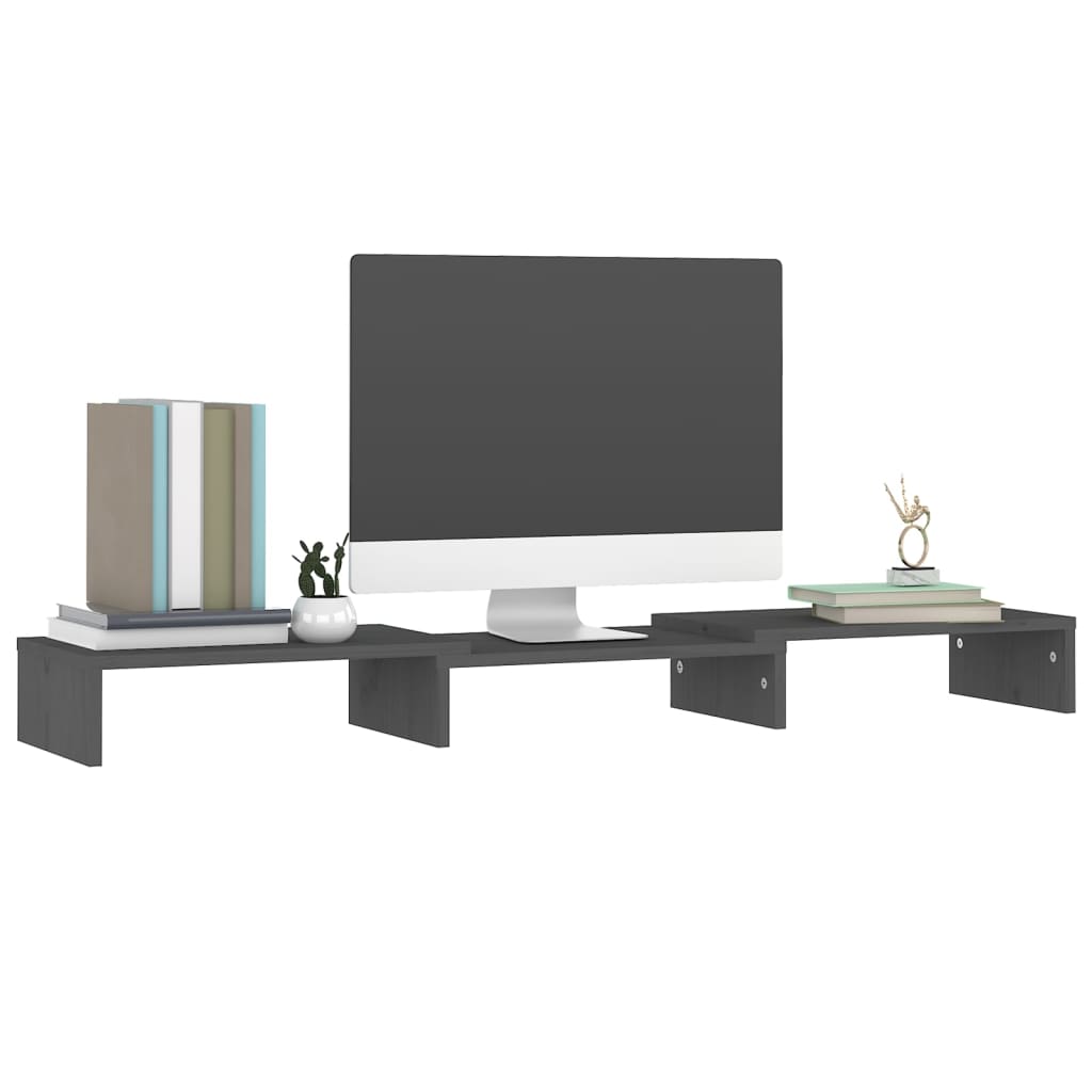 Näyttöteline harmaa 80x24x10,5 cm täysi mänty - Sisustajankoti.fi