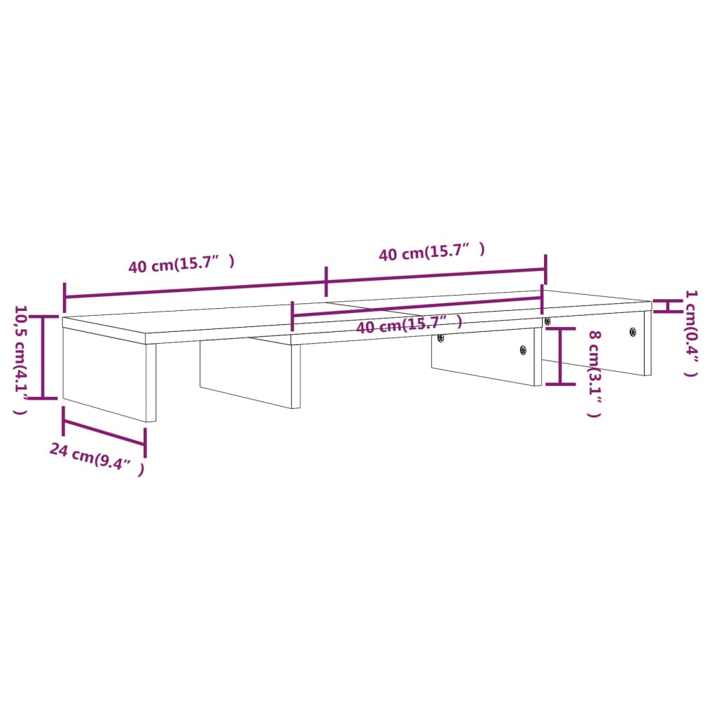 Näyttöteline harmaa 80x24x10,5 cm täysi mänty - Sisustajankoti.fi