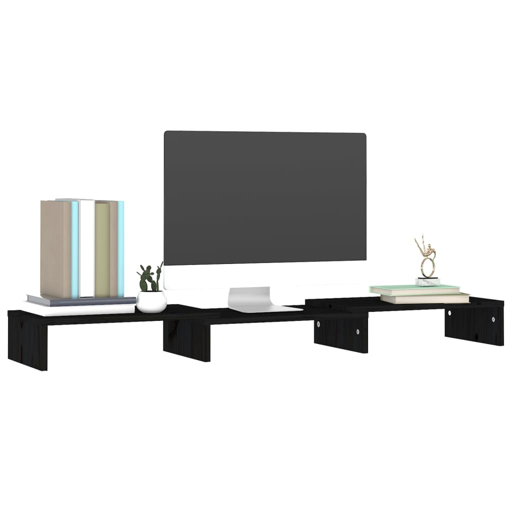 Näyttöteline musta 80x24x10,5 cm täysi mänty - Sisustajankoti.fi