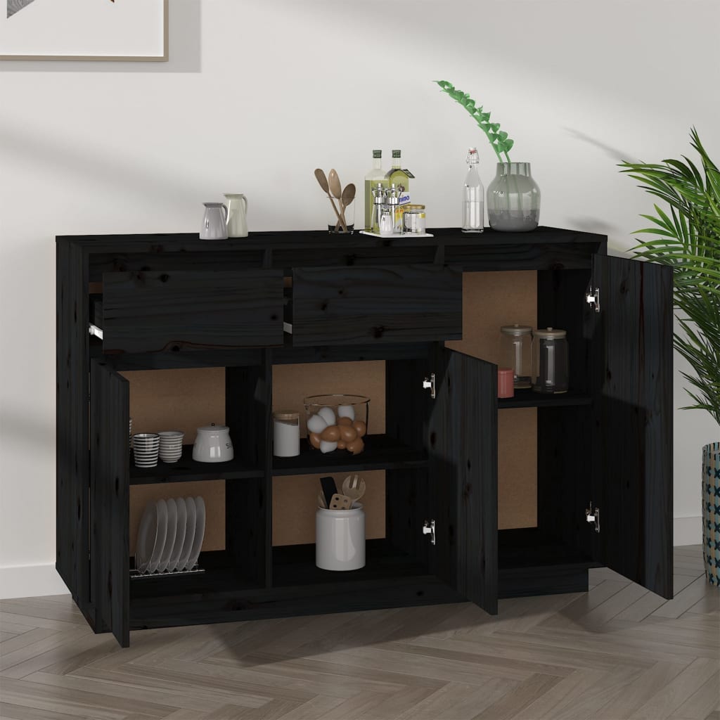 Senkki musta 110x34x75 cm täysi mänty - Sisustajankoti.fi