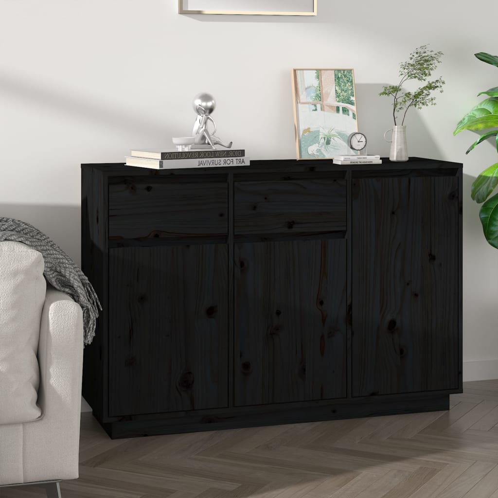 Senkki musta 110x34x75 cm täysi mänty - Sisustajankoti.fi
