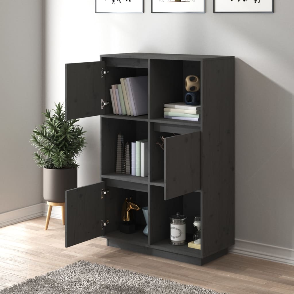 Kaappi harmaa 74x35x117 cm täysi mänty - Sisustajankoti.fi