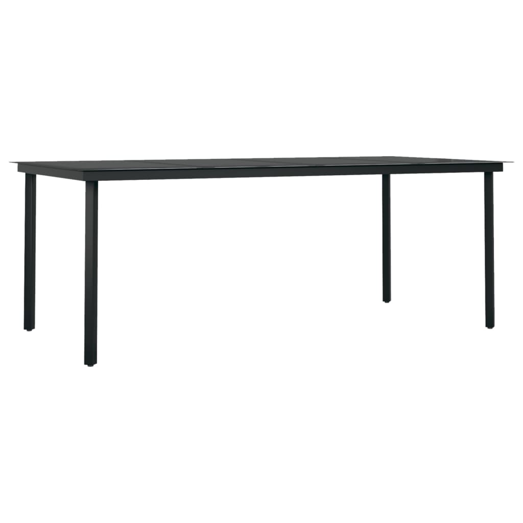 Puutarhan ruokapöytä musta 200x100x74 cm teräs ja lasi - Sisustajankoti.fi