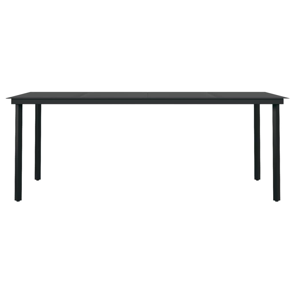 Puutarhan ruokapöytä musta 200x100x74 cm teräs ja lasi - Sisustajankoti.fi