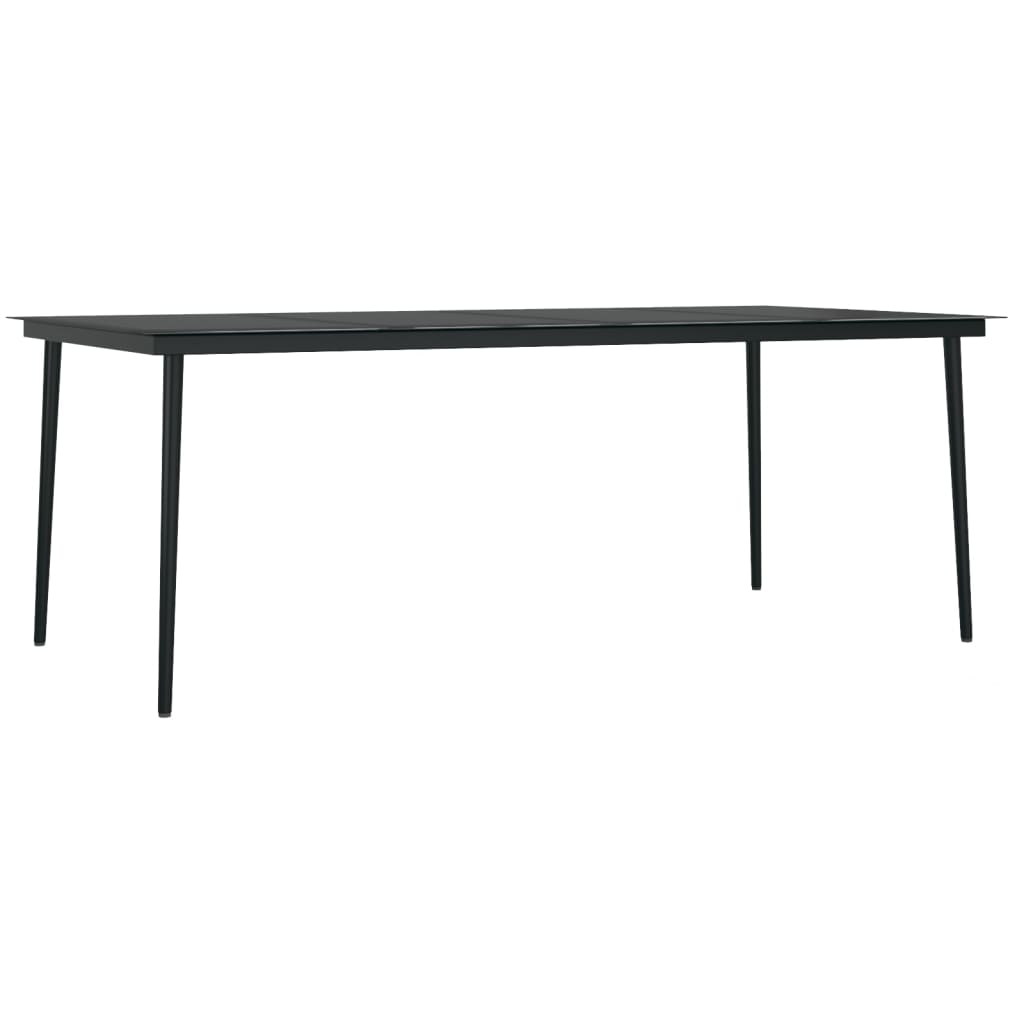 Puutarhan ruokapöytä musta 200x100x74 cm teräs ja lasi - Sisustajankoti.fi