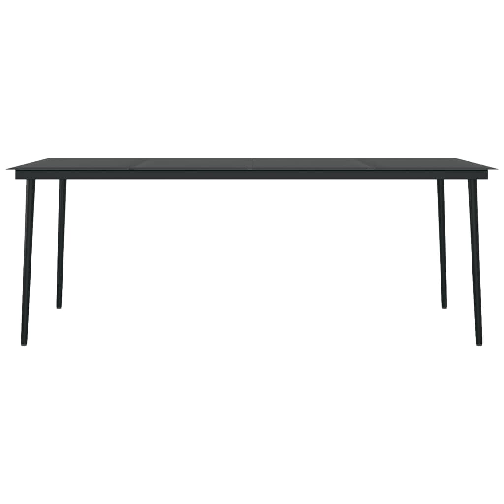 Puutarhan ruokapöytä musta 200x100x74 cm teräs ja lasi - Sisustajankoti.fi