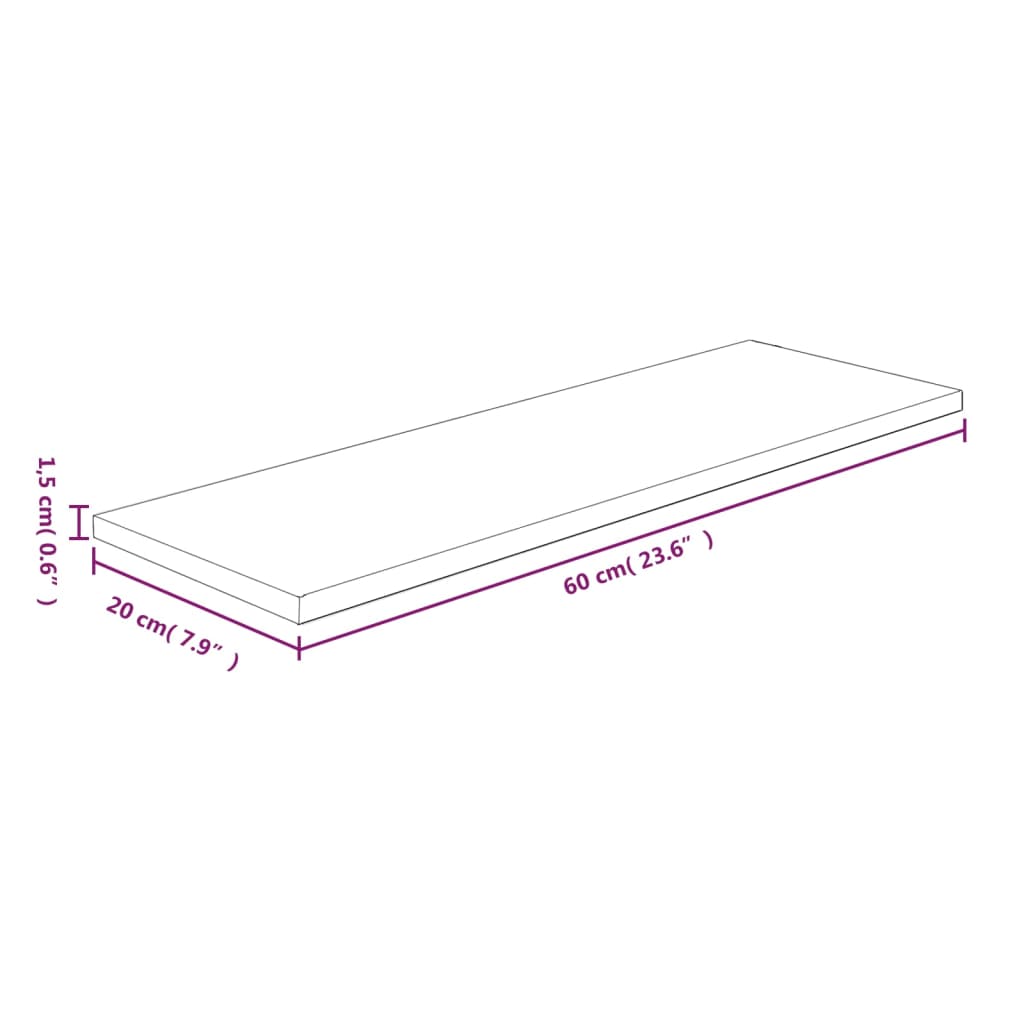 Hyllylevy 60x20x1,5 cm käsittelemätön täysi tammi - Sisustajankoti.fi