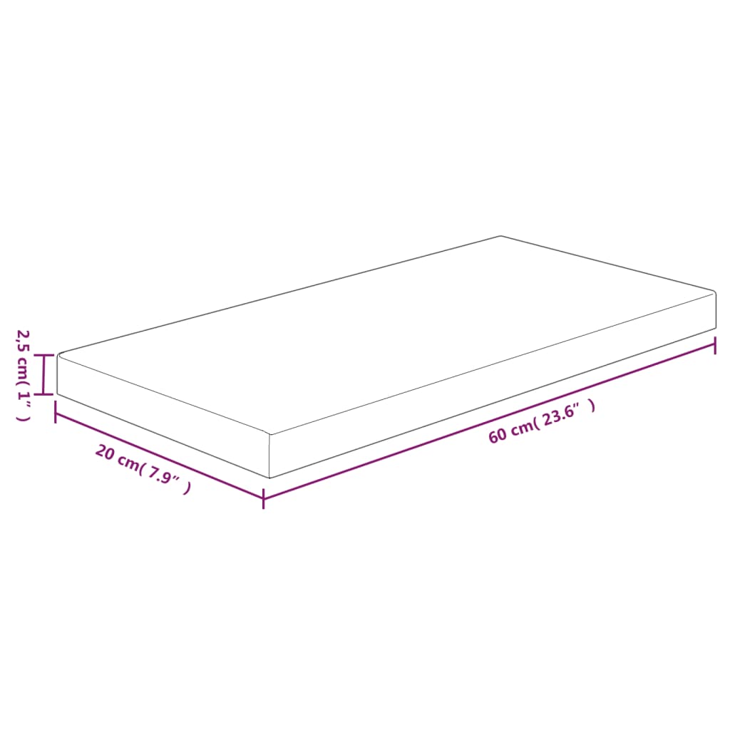 Hyllylevy 60x20x2,5 cm käsittelemätön täysi tammi - Sisustajankoti.fi
